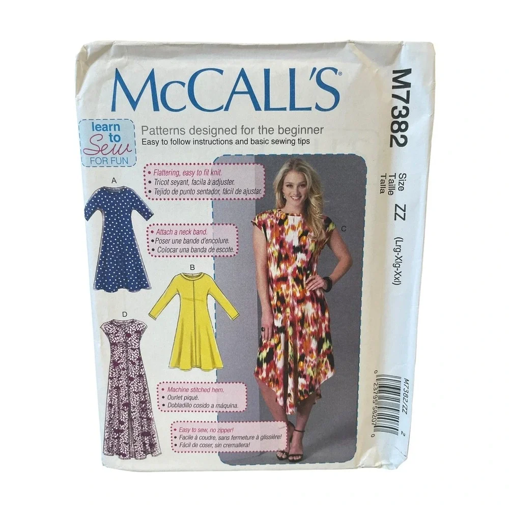 McCALL'S M7382 Misses' Dresses Pattern Size‎ L-XXL Knit Pullover Dress